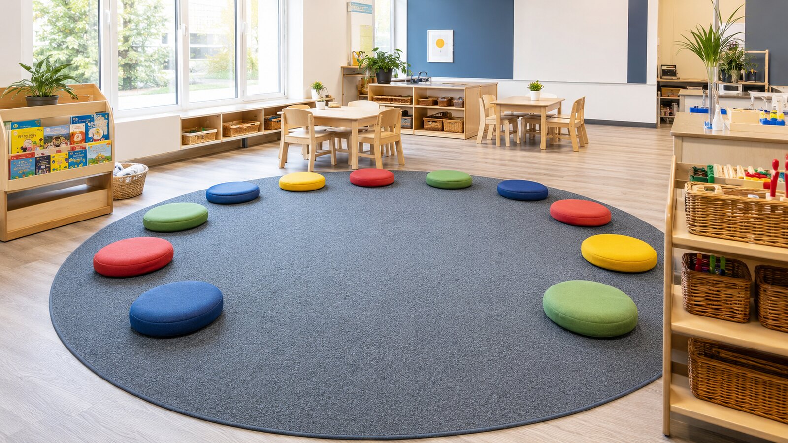 Classroom carpet area in a daycare or elementary school setting