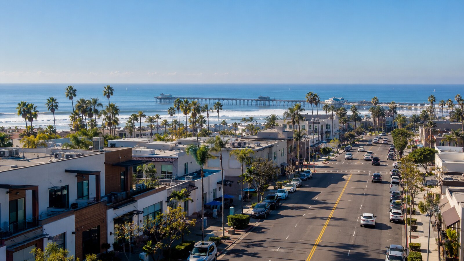 Oceanside pier and coastal business district